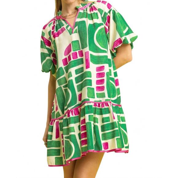 NEW UMGEE short sleeve mini dress in green - Picture 3 of 3